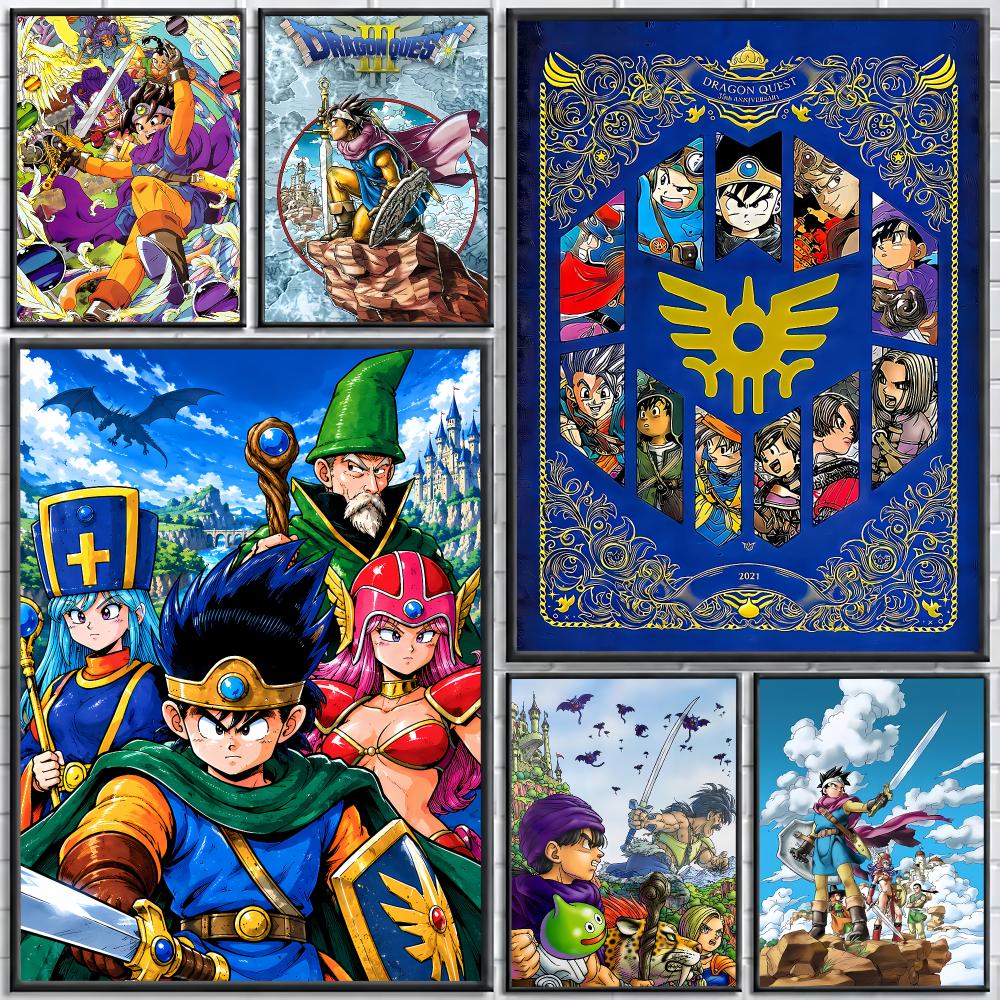 Office Quest - Lukisan D-Dragon Q-Quest, Kaligrafi, Poster Kanvas