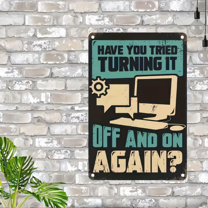 Office Tech Gear - Papan Tanda Logam dengan Desain Retro,