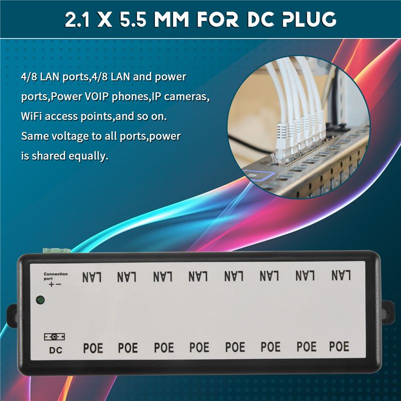 PHILE-8 Port Poe Injector Poe  - Power Over Ethernet ulasan dan harga
